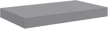 Floating Wall Shelves 2 pcs Gray 15.7"x9.1"x1.5" MDF, Invisible Mounting System for Home Decor, Modern Display Shelf for Awards Books Collectibles Ornaments, Durable