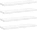 Set of 4 White Floating Wall Shelves, Honeycomb MDF and Metal Frame, 31.5x9.3x1.5 Inches, Modern Invisible Mounting System for Home Office Decor and Storage