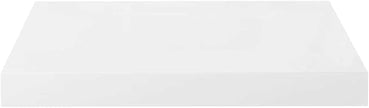 Set of 4 High Gloss White Floating Wall Shelves, Honeycomb MDF with Metal Brackets, Invisible Mounting System for Modern Home Storage and Display