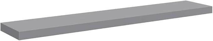 Grey Floating Wall Shelf 47.2x9.3x1.5 in, Modern Honeycomb MDF and Metal Wall Mounted Storage, Durable and Space-Saving for Home Decor and Books Display