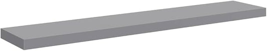 Grey Floating Wall Shelf 47.2x9.3x1.5 in, Modern Honeycomb MDF and Metal Wall Mounted Storage, Durable and Space-Saving for Home Decor and Books Display