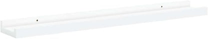 Modern Picture Frame Ledge Shelf Set of 2, White MDF Wall Mounted Display Shelves for Decor, 23.6 in x 3.5 in x 1.2 in, Two-Tier Design for Photo Frames and Art, Durable