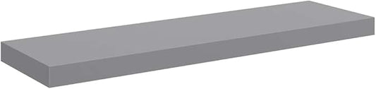 Grey Honeycomb MDF Floating Wall Shelf with Metal Frame 31.5 x 9.3 x 1.5 Inches, Invisible Mounting Durable Construction for Modern Home Decor and Office Organization