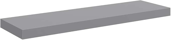 Grey Honeycomb MDF Floating Wall Shelf with Metal Frame, 31.5 x 9.3 x 1.5 Inches, Modern Invisible Mounting for Living Room Bedroom Office Storage