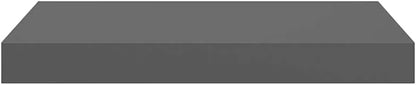 High Gloss Grey Honeycomb MDF and Metal Floating Wall Shelf Set of 2, Modern Display Storage for Books Photos Collectibles, Sturdy Mountable Home Office Decor