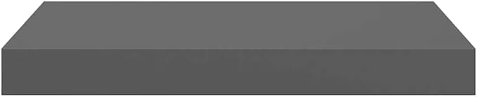 High Gloss Grey Floating Wall Shelf Set of 2, Honeycomb MDF and Metal Modern Display Storage for Books and Photos