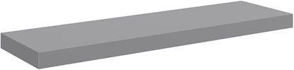 Set of 2 Grey Honeycomb MDF Floating Wall Shelves, Metal Brackets, Medium Size for Modern Storage and Display