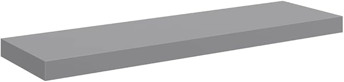 Grey Honeycomb MDF Metal Floating Wall Shelf Set of 2 Pieces Medium Size for Living Room Bedroom Office Storage Display