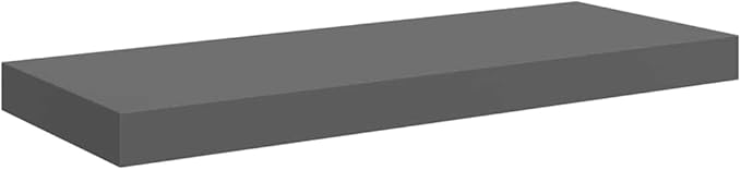 Glossy Gray Honeycomb MDF and Metal Floating Wall Shelf Set of 2, Modern Storage for Books and Decor, Sturdy Design with High-Gloss Finish