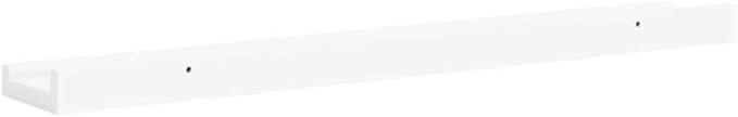 Wall Mounted Picture Ledge Shelf Set of 2, White Floating Shelves for Photo Frames and Decor, 23.6 Inch MDF Display Ledge with Front Edge, Easy Installation, Space Saving Home Decor