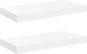 High Gloss White Floating Wall Shelf Set of 2, Honeycomb MDF and Metal Modern Storage for Living Room Bedroom