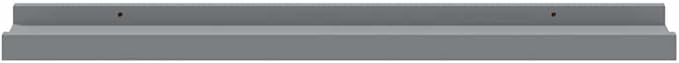 Grey MDF Medium Wall Mounting Frame Ledge Shelf Set of 2 for Photos Artwork Display, Modern Floating Shelves with Keyhole Slots, Easy Installation for Living Room Bedroom