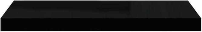 Set of 4 Floating Wall Shelves High Gloss Black Honeycomb MDF Metal Frame Modern Storage Display