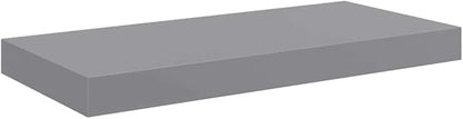 Grey Honeycomb Floating Wall Shelf Set of 2, MDF and Metal Modern Shelves for Living Room Bedroom, 19.7 x 9.1 Inch Invisible Mounting Storage Display Unit
