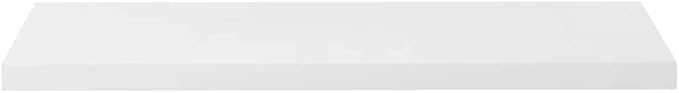 Set of 2 High Gloss White Honeycomb MDF and Metal Floating Wall Shelves with Invisible Mounting, Modern Minimalist Design for Living Room Bedroom Office Storage and Display