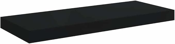 Black Honeycomb MDF Floating Wall Shelf with Metal Bracket, 23.6 Inch Length, Modern Matte Finish for Living Room Office Bedroom Storage and Display
