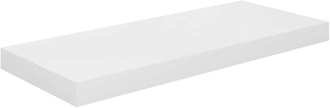 High Gloss White Honeycomb MDF Floating Wall Shelf with Metal Brackets, Modern Display for Books and Decor, Easy Installation Hardware Included, Compact Size for Small Spaces