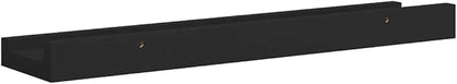 Black MDF Frame Ledge Shelf Set of 2, Wall Mounted Floating Shelves for Picture Frames and Decorations, Modern U-Shaped Design, Easy Installation, Space Saving Home Decor,