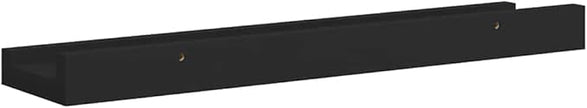 Black MDF Frame Ledge Shelf Set of 2, 15.7 x 3.5 x 1.2 Inch Wall Mounted Floating Shelves for Picture Frames and Decor, Modern U-Shaped Design, Easy Installation, Space