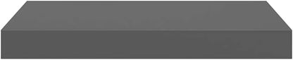 Wall Shelf Set of 2 High Gloss Grey Honeycomb MDF Metal Standard Floating Shelves for Home Decor and Storage
