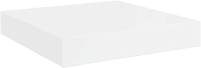 High Gloss White Honeycomb MDF Floating Wall Shelf 9.1 Inch, Modern Wall Mounted Shelf for Living Room Bedroom Office, Sturdy Storage Display for Books Decor