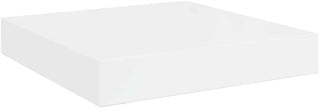 High Gloss White Honeycomb MDF Floating Wall Shelf 9.1 Inch, Modern Wall Mounted Shelf for Living Room Bedroom Office, Sturdy Storage Display for Books Decor