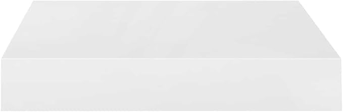 Set of 4 High Gloss White Honeycomb MDF Floating Wall Shelves with Metal Mounts, Modern Aesthetic for Living Room Bedroom Study, Easy Installation, Durable Display Storage