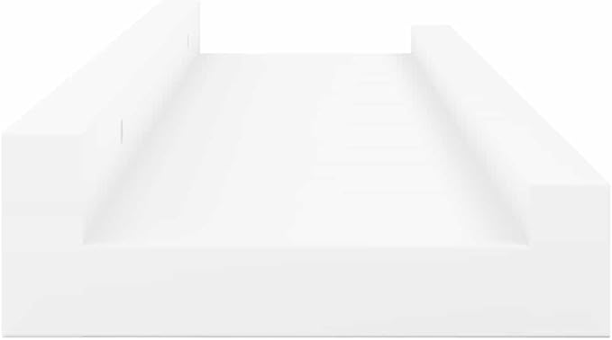 Modern Picture Frame Ledge Shelf Set of 2 White MDF 23.6 in x 3.5 in x 1.2 in for Wall Mounted Display and Home Decor