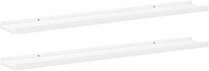 Picture Frame Ledge Shelves 2 Pack, White Wall Mounted Display 31.5 Inch, U-Shaped MDF Floating Shelves for Photos, Art, Decor, Easy Install Home Office Living Room Bedroom
