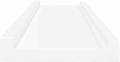 Picture Frame Ledge Shelves 2 Pack, White Wall Mounted Display 31.5 Inch, U-Shaped MDF Floating Shelves for Photos, Art, Decor, Easy Install Home Office Living Room Bedroom