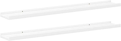 White MDF Floating Shelves Set of 2, 31.5 Inch Long Wall Mounted Ledge Shelf for Display and Storage, Modern U-Shaped Design with Easy Installation Hardware Included
