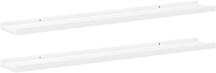 White MDF Floating Shelves Set of 2, 31.5 Inch Long Wall Mounted Ledge Shelf for Display and Storage, Modern U-Shaped Design with Easy Installation Hardware Included