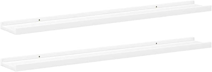 White MDF Floating Shelves Set of 2, 31.5 Inch Long Wall Mounted Ledge for Display and Storage, Modern U-Shaped Design with Easy Installation Hardware Included