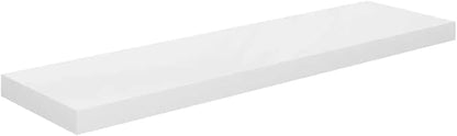 High Gloss White Honeycomb MDF Floating Wall Shelf with Metal Support, 4-Piece Set for Modern Home and Office Display, Minimalist Design with Strong Load Capacity and Easy