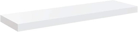 High Gloss White Honeycomb MDF Floating Wall Shelf Set of 2 with Metal Brackets, Modern Invisible Mounting System for Stylish Storage and Display