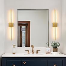 36 Inch Battery Operated Wall Sconces Set of 2, Dimmable Battery Wall Sconce with Remote Control, Gold LED Rechargeable Sconces, Modern Wireless Wall Lights for Bedroom, Living Room