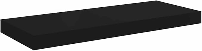 Wall Shelf Set of 2 Black Honeycomb MDF Metal Medium Floating Shelves for Modern Decor Storage Solution