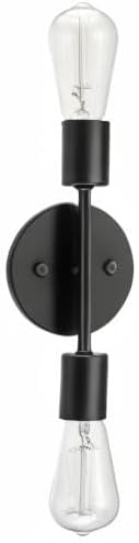 Globe Electric 2-Light Reversible Vanity Light, Matte Black, Minimalist, Open Socket, Horizontal Vertical Mount, Bathroom Lighting, 65558
