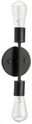 Globe Electric 2-Light Reversible Vanity Light, Matte Black, Minimalist, Open Socket, Horizontal Vertical Mount, Bathroom Lighting, 65558