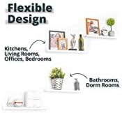 Greenco Picture Shelf, Set of 2 Wall Mounted Photo Ledge Floating Shelves for Bedroom, Living Room, Kitchen, Bathroom, Nursery Display, White Finish