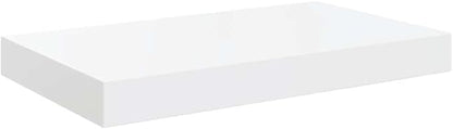 Modern Floating Wall Shelf Set of 2, High Gloss White Honeycomb MDF with Metal Frame, Invisible Mounting System for Easy Installation, Sturdy Storage and Display Solution