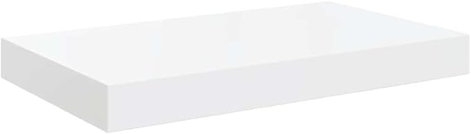Set of 2 High Gloss White Honeycomb MDF Floating Wall Shelves with Metal Frame for Modern Home Decor and Stylish Display
