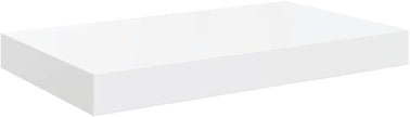 Set of 2 High Gloss White Honeycomb MDF Floating Wall Shelves with Metal Frame, Modern Design for Living Room and Bedroom Storage and Display, Easy Installation, Durable