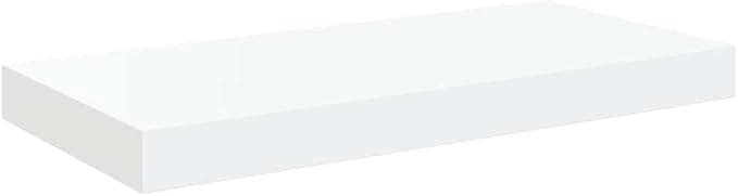 High Gloss White Floating Wall Shelf Set of 2, Honeycomb MDF and Metal Modern Design for Stylish Storage and Display
