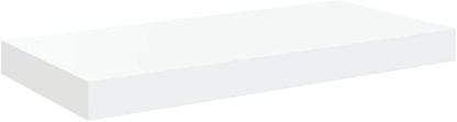 High Gloss White Floating Wall Shelf Set of 2, Honeycomb MDF and Metal Modern Design for Stylish Storage and Display