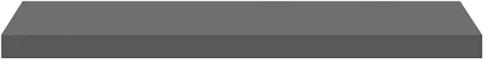 High Gloss Grey MDF Floating Wall Shelf 31.5 Inch Long with Metal Bracket, Modern Minimalist Design for Living Room Bedroom, Sturdy Storage for Books and Decor, Easy to Clean