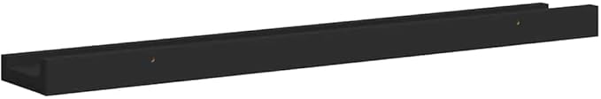 Frame Ledge Shelf Set of 2 Black MDF 23.6 Inch Wall Mounted Storage Display for Photos Art Decor Minimalist Modern Living Room