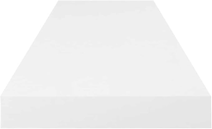High Gloss White Floating Wall Shelf with Invisible Mounting System, 31.5 Inch Long Honeycomb MDF Modern Display Shelf for Living Room, Durable and Functional Storage Solution