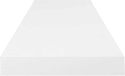 Set of 4 High Gloss White Honeycomb MDF Floating Wall Shelves with Metal Brackets for Modern Storage and Display