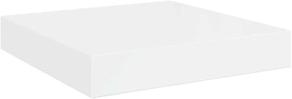 Set of 2 High Gloss White Honeycomb MDF Floating Wall Shelves with Metal Brackets for Modern Home Storage and Display